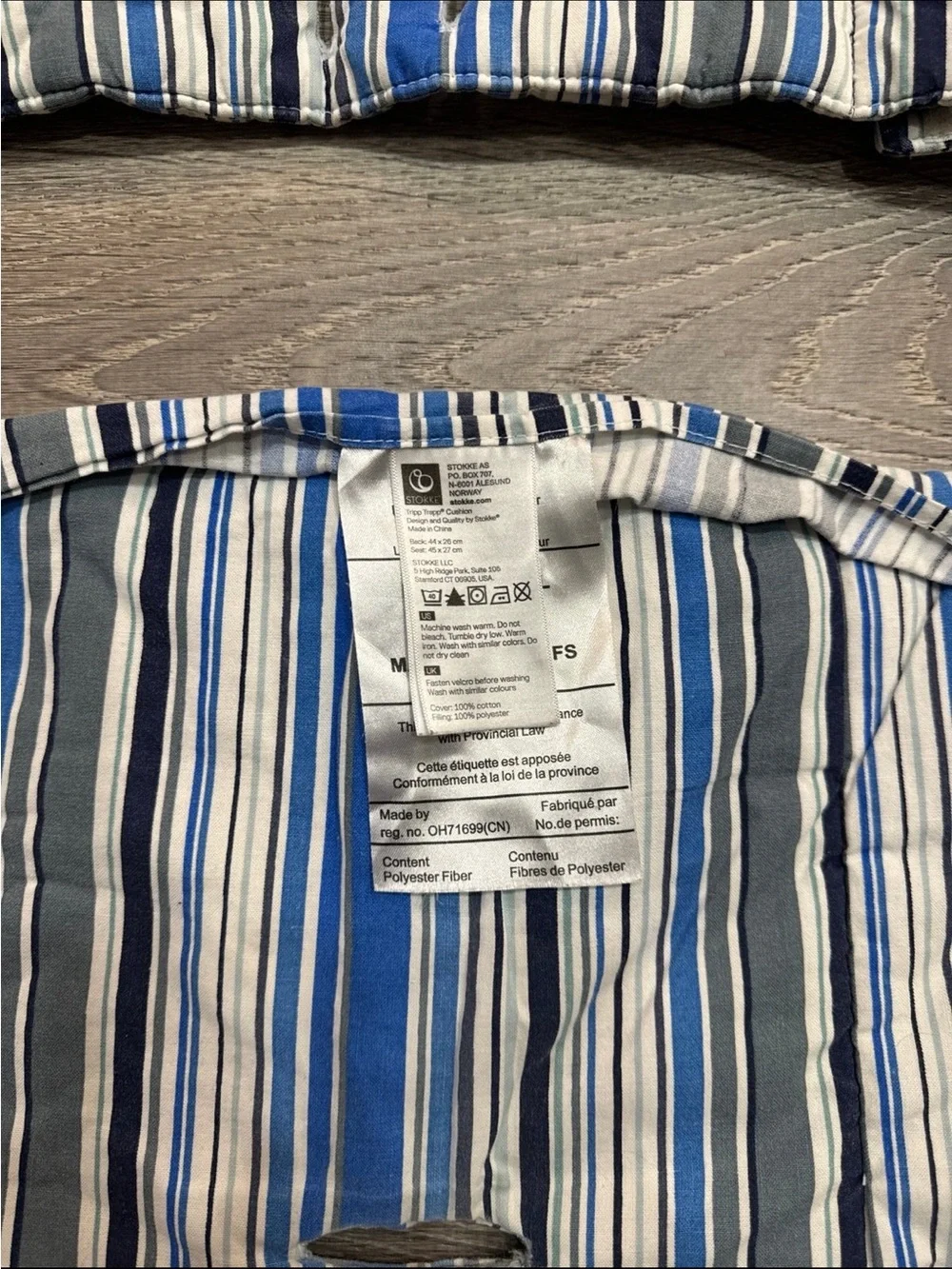 Stokke Tripp Trapp Striped Blue, Gray & White Padded Highchair Cover